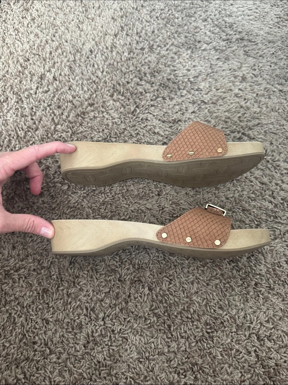 Dr. Scholl's Classic Snake Embossed Sandal in Saddle Tan